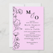 Elegant black Floral Wedding Invitation Kaart (Voorkant)