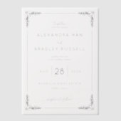 Elegant Black Floral Wedding Invitation Vellum Uitnodigingen (Voorkant)