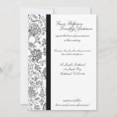 Elegant Black Floral Wedding Invitations Kaart (Voorkant)