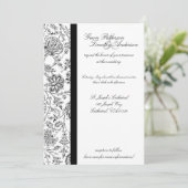 Elegant Black Floral Wedding Invitations Kaart (Staand voorkant)