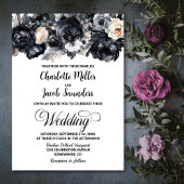 Elegant Black Floral Wedding Kaart