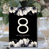 Elegant Black Floral Wedding Kaart