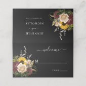 Elegant Black Floral Wedding Plaatskaartje (Buitenkant ongevouwen)