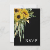Elegant Black Floral Wedding RSVP Kaartje (Achterkant)