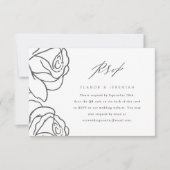 Elegant Black Floral Wedding RSVP met QR-code (Voorkant)