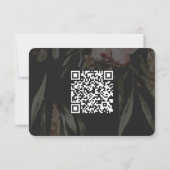 Elegant Black Floral Wedding RSVP met QR-code (Achterkant)
