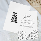 Elegant Black Floral Wedding RSVP met QR-code