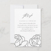Elegant Black Floral Wedding RSVP met QR-code Kaartje (Voorkant)