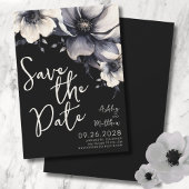 Elegant Black Floral Wedding Save The Date