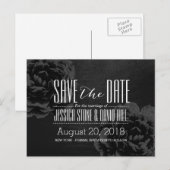 Elegant Black Floral Wedding Save the Date Aankondigingskaart (Voorkant / Achterkant)
