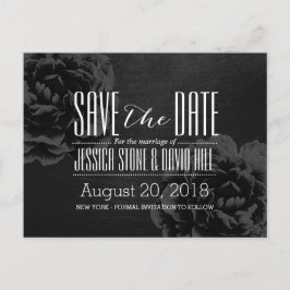 Elegant Black Floral Wedding Save the Date Aankondigingskaart