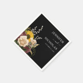 Elegant Black Floral Wedding Servet (Hoek)