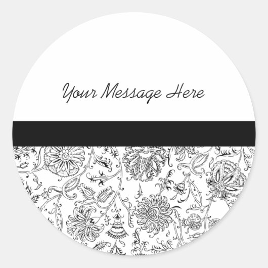 Elegant Black Floral Wedding Stickers (Voorkant)