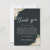 Elegant Black Floral Wedding Thank You Card Bedankkaart (Voorkant)