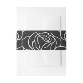 Elegant Black Floral Wedding Uitnodigingen Wikkel