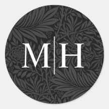 Elegant Black Floral White Monogram Weddenschap