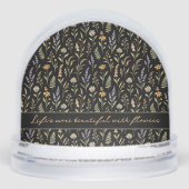 Elegant Black Floral Wildflowers Sneeuwbol (Voorkant)