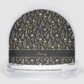 Elegant Black Floral Wildflowers Sneeuwbol (Achterkant)