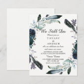 Elegant Black Floral Wreath Vow-verlenging Kaart (Voorkant / Achterkant)