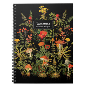 Elegant Black Florals Botanische Herfst Notitieboe Notitieboek