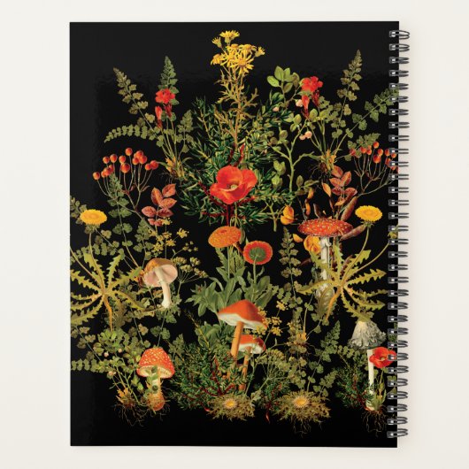 Elegant Black Florals Botanische Herfst Notitieboe Planner (Achterkant)
