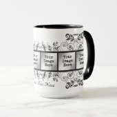 Elegant Black Flourish 6-foto Lijst Mok (Voorkant rechts)