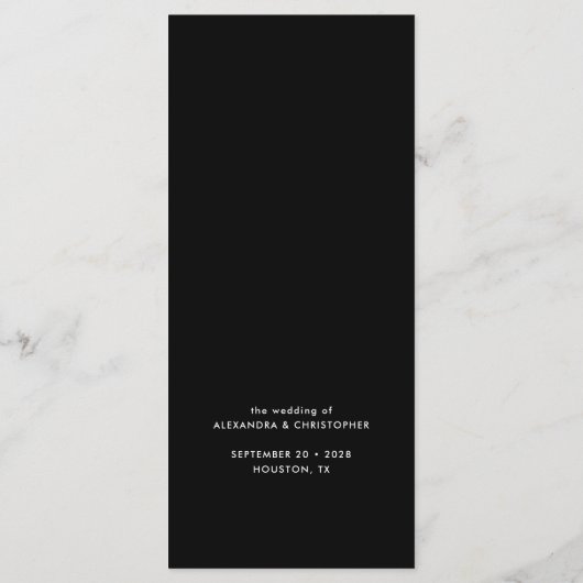 Elegant Black Flourish Calligraphy Wedding Dinner Menu (Achterkant)