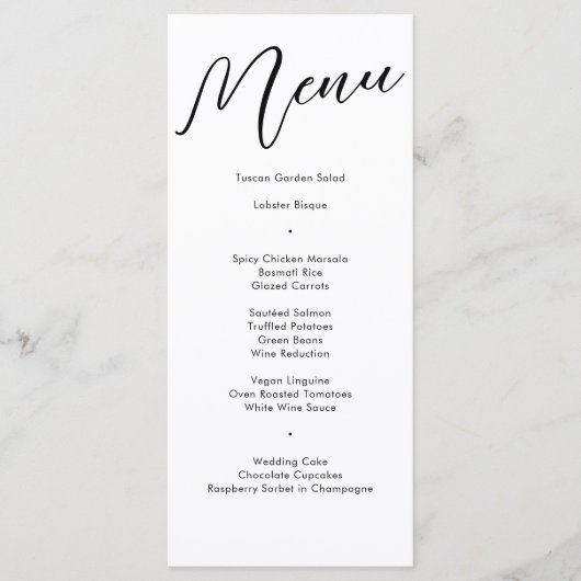 Elegant Black Flourish Calligraphy Wedding Dinner Menu (Voorkant)