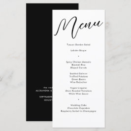 Elegant Black Flourish Calligraphy Wedding Dinner Menu