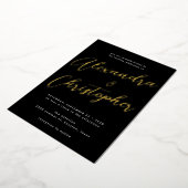 Elegant Black Flourish Calligraphy Wedding Gold Folie Uitnodiging (Gedraaid)