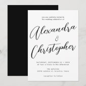 Elegant Black Flourish Calligraphy Wedding Kaart (Voorkant / Achterkant)