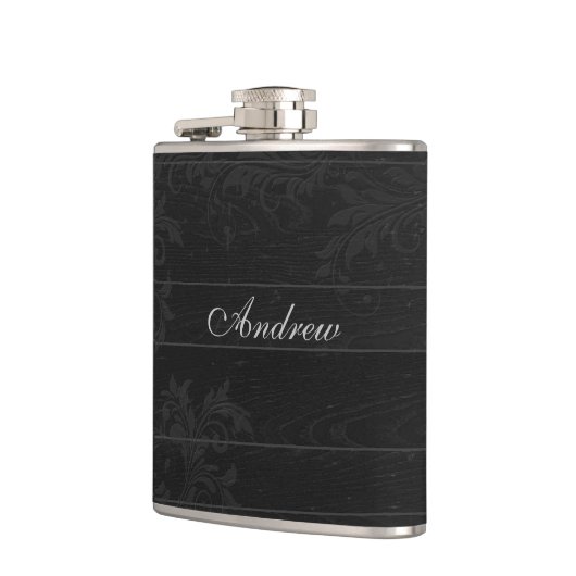 Elegant Black Flourish Monogram Heupfles (Links)