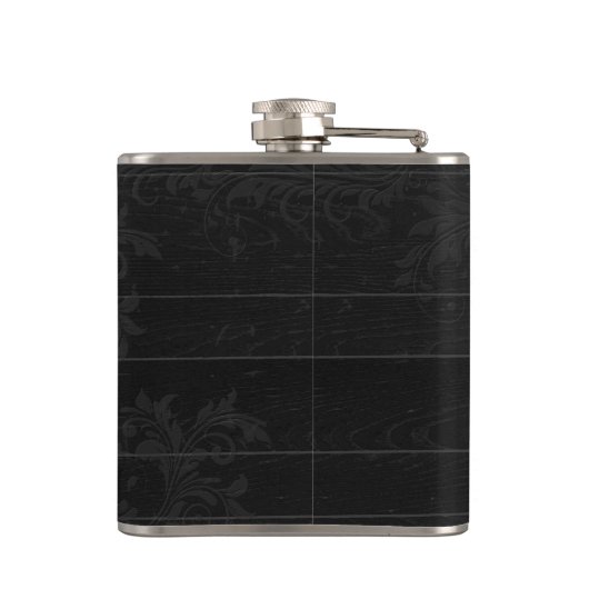 Elegant Black Flourish Monogram Heupfles (Achterkant)