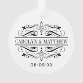 Elegant Black Flourish Wedding Photo Monogram Ornament (achterkant)