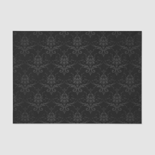 Elegant Black Flower Floral Damask Tissuepapier (Voorkant)