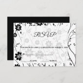 Elegant Black Flowers RSVP Kaartje (Voorkant / Achterkant)