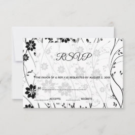 Elegant Black Flowers RSVP Kaartje