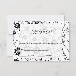 Elegant Black Flowers RSVP Kaartje