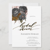 Elegant Black Flowers Vrijgezellenfeest Kaart (Voorkant)