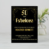Elegant Black Foil Art Deco 50 Fabulous Birthday Folie Uitnodiging (Staand Voorkant)