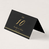 Elegant Black Folded Table Number Kaarten (Voorkant)