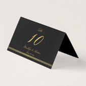 Elegant Black Folded Table Number Kaarten (Achterkant)