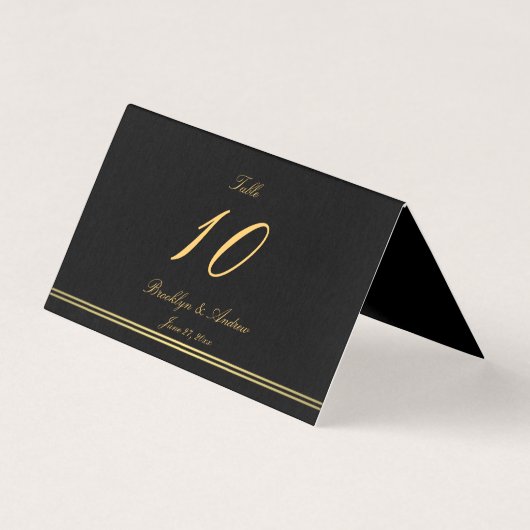 Elegant Black Folded Table Number Kaarten (Achterkant)