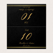 Elegant Black Folded Table Number Kaarten (Buitenkant ongevouwen)