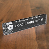Elegant Black Football Coach Naambordje (Zijkant)