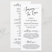 Elegant Black, Forever in Love, Wedding Ceremony Programmakaart (Voorkant / Achterkant)