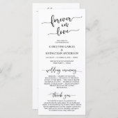 Elegant Black, Forever in Love, Wedding Ceremony Programmakaart (Voorkant / Achterkant)