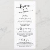Elegant Black, Forever in Love, Wedding Ceremony Programmakaart (Voorkant)