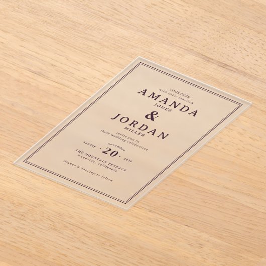 Elegant Black Formal Wedding Invitation Acryl Uitnodigingen (Laagn)