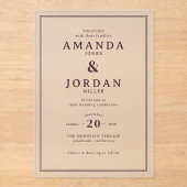 Elegant Black Formal Wedding Invitation Acryl Uitnodigingen (Voorkant)